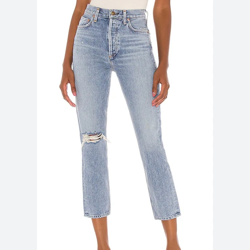 Agolde Riley High Rise Straight Crop Denim Jeans 27